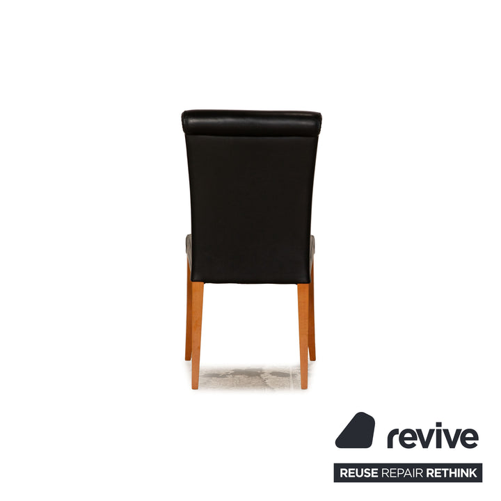 Set of 4 Poltrona Frau Vittoria Leather Chairs Black Dining Room