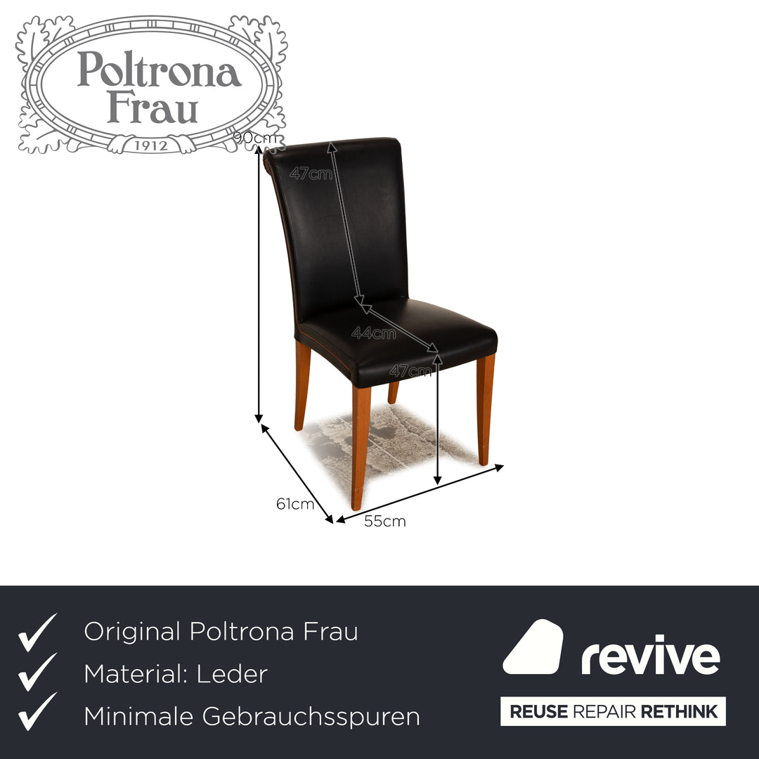Set of 4 Poltrona Frau Vittoria Leather Chairs Black Dining Room