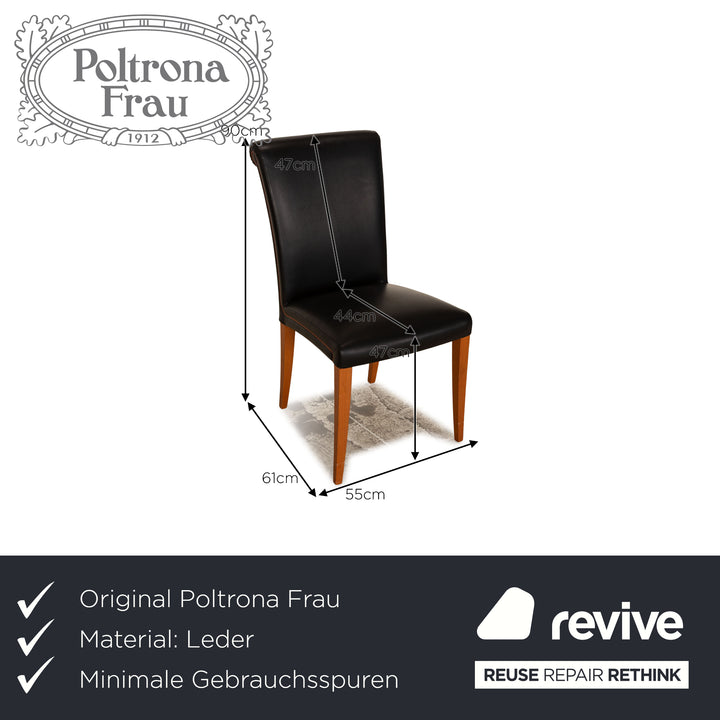 Set of 4 Poltrona Frau Vittoria Leather Chairs Black Dining Room