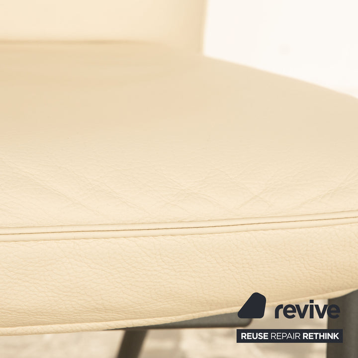 Set of 4 Rolf Benz 7000 leather chairs cream dining room