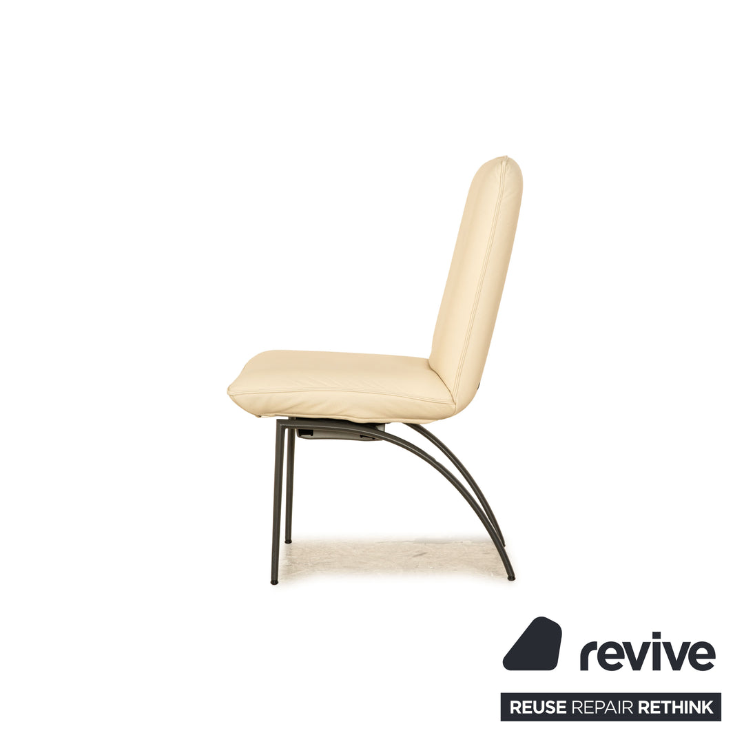 Set of 4 Rolf Benz 7000 leather chairs cream dining room