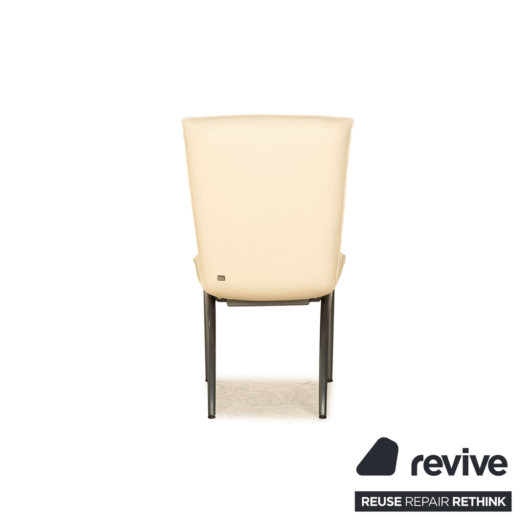 Set of 4 Rolf Benz 7000 leather chairs cream dining room