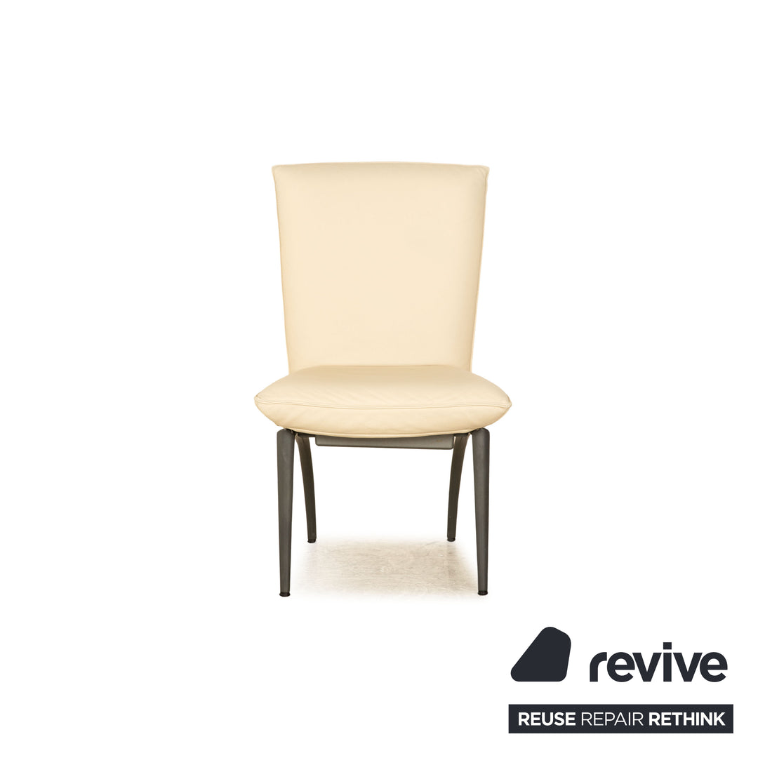 Set of 4 Rolf Benz 7000 leather chairs cream dining room