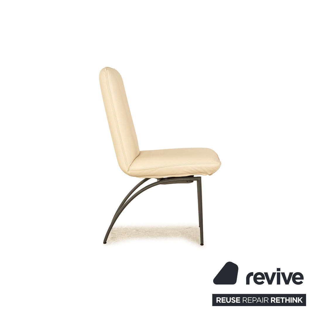 Set of 4 Rolf Benz 7000 leather chairs cream dining room
