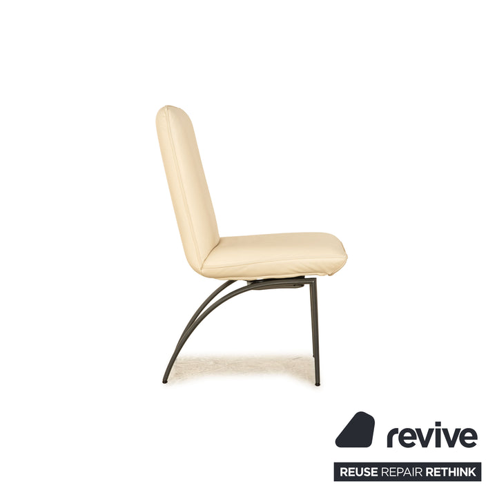 Set of 4 Rolf Benz 7000 leather chairs cream dining room