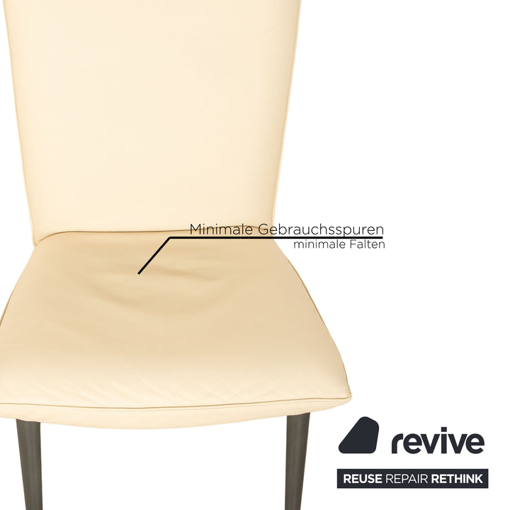 Set of 4 Rolf Benz 7000 leather chairs cream dining room
