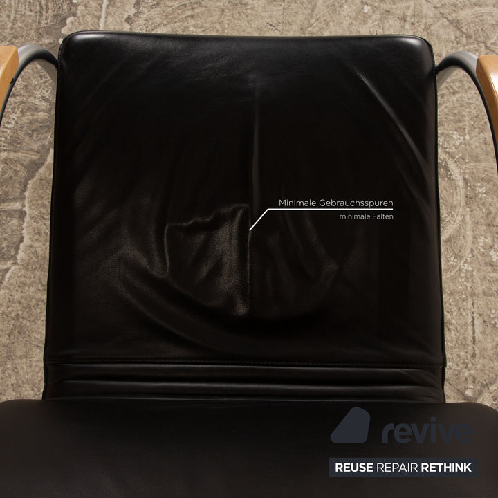 Set of 4 Thonet S 79 leather chairs black
