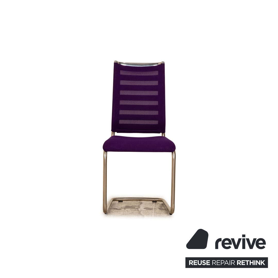 Set of 4 Venajob Lilli stainless steel cantilever purple chair dining room