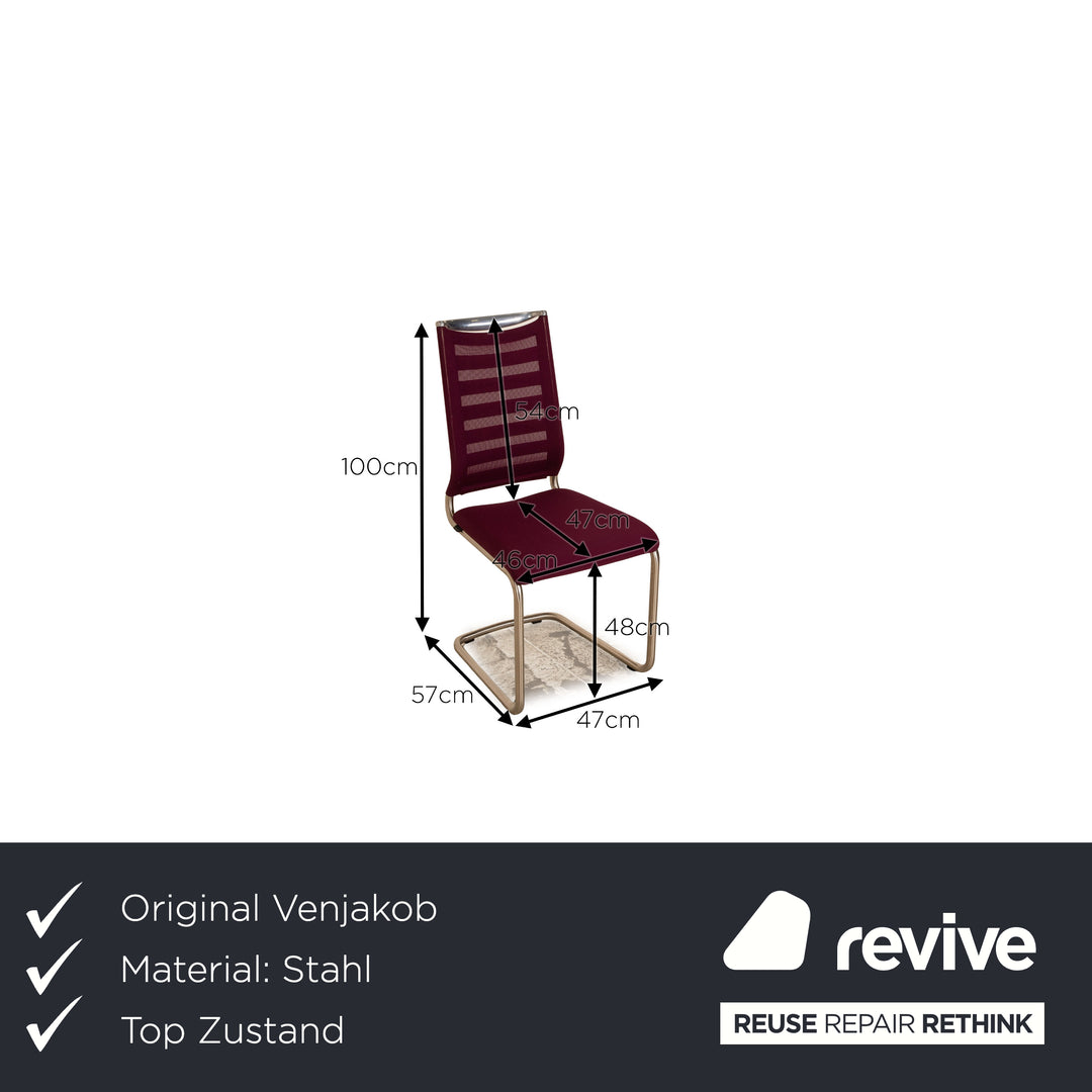 Set of 4 Venajob Lilli stainless steel cantilever purple chair dining room