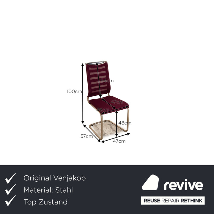 Set of 4 Venajob Lilli stainless steel cantilever purple chair dining room