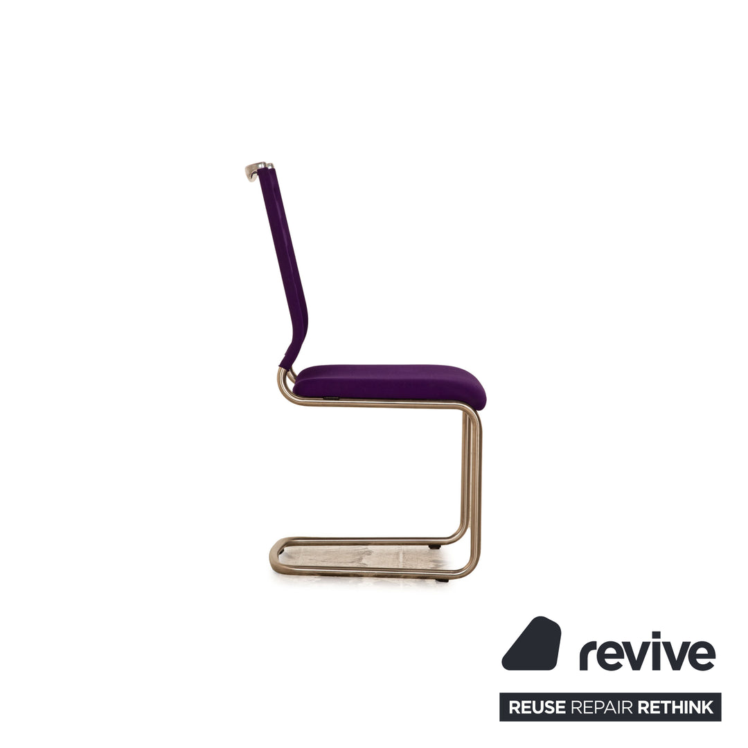 Set of 4 Venajob Lilli stainless steel cantilever purple chair dining room