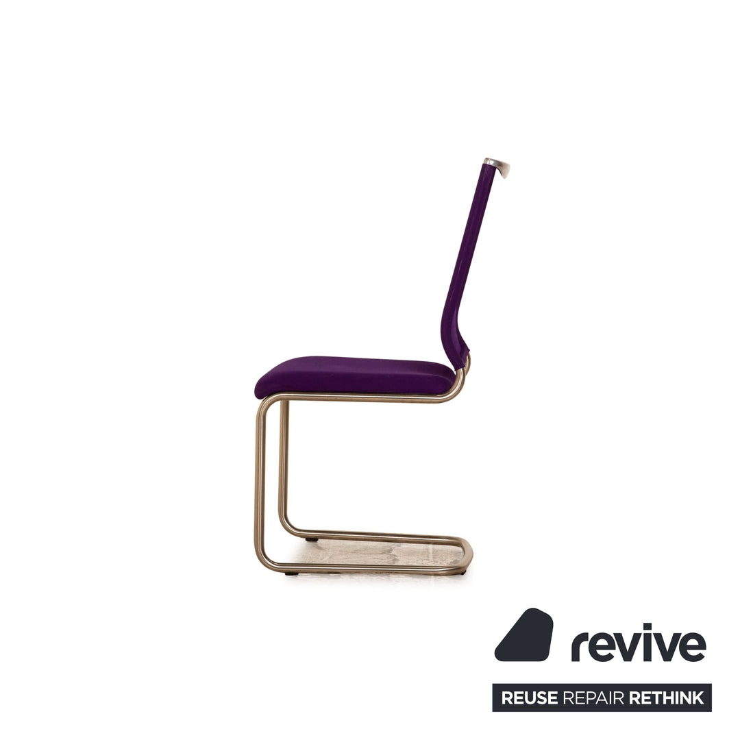 Set of 4 Venajob Lilli stainless steel cantilever purple chair dining room