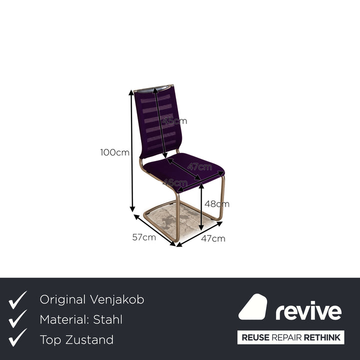 Set of 4 Venajob Lilli stainless steel cantilever purple chair dining room