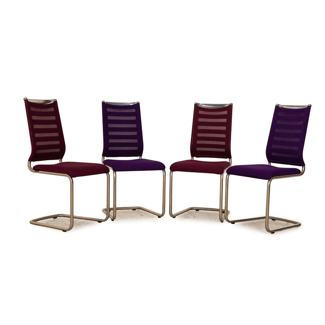 Set of 4 Venajob Lilli stainless steel cantilever purple chair dining room