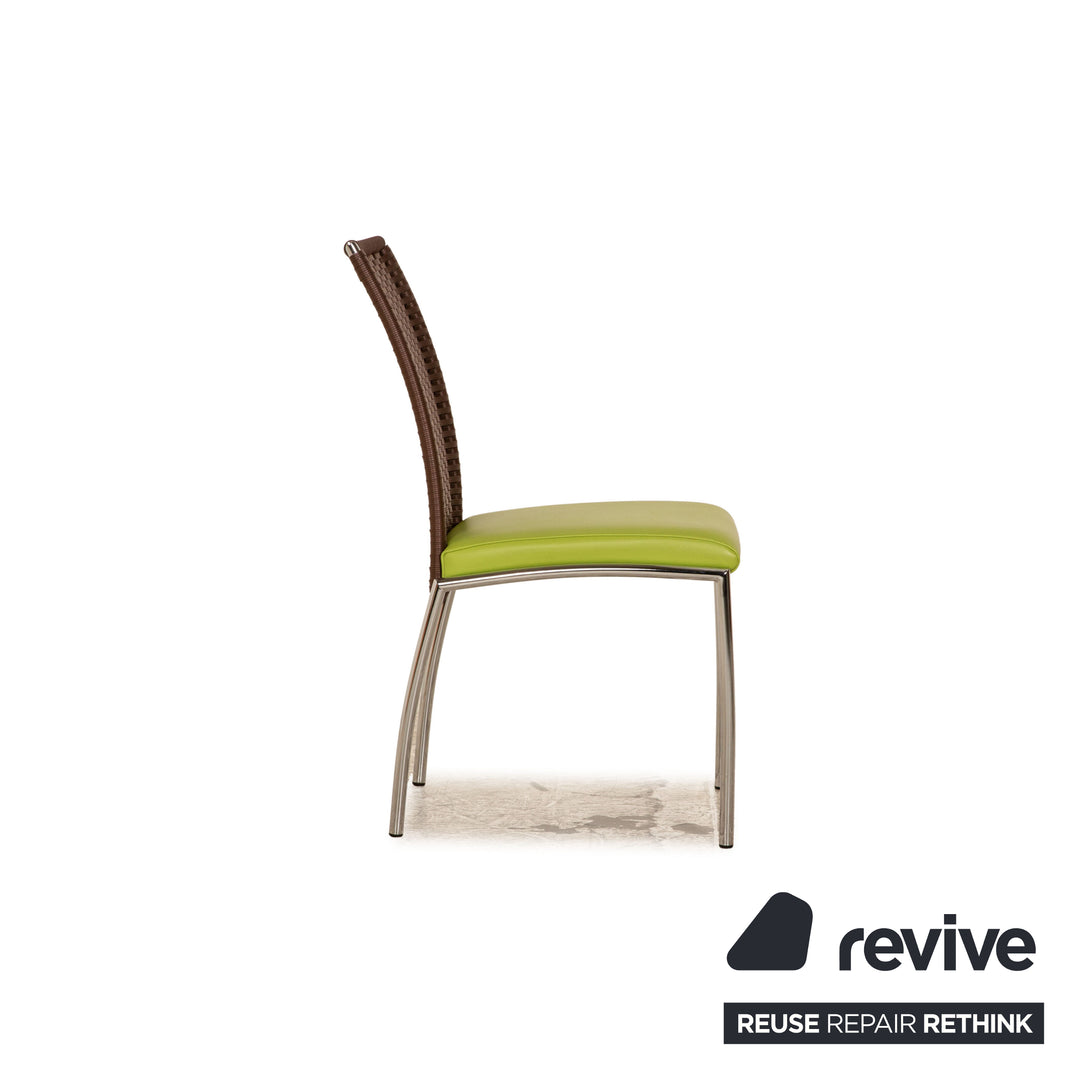 Lot de 4 chaises en cuir Venjakob vert salle à manger