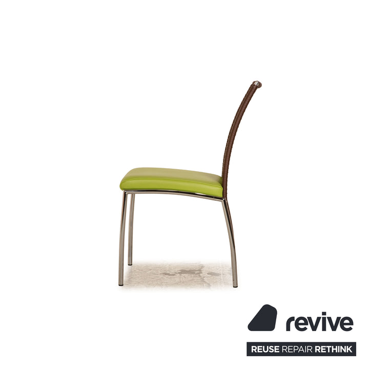Lot de 4 chaises en cuir Venjakob vert salle à manger