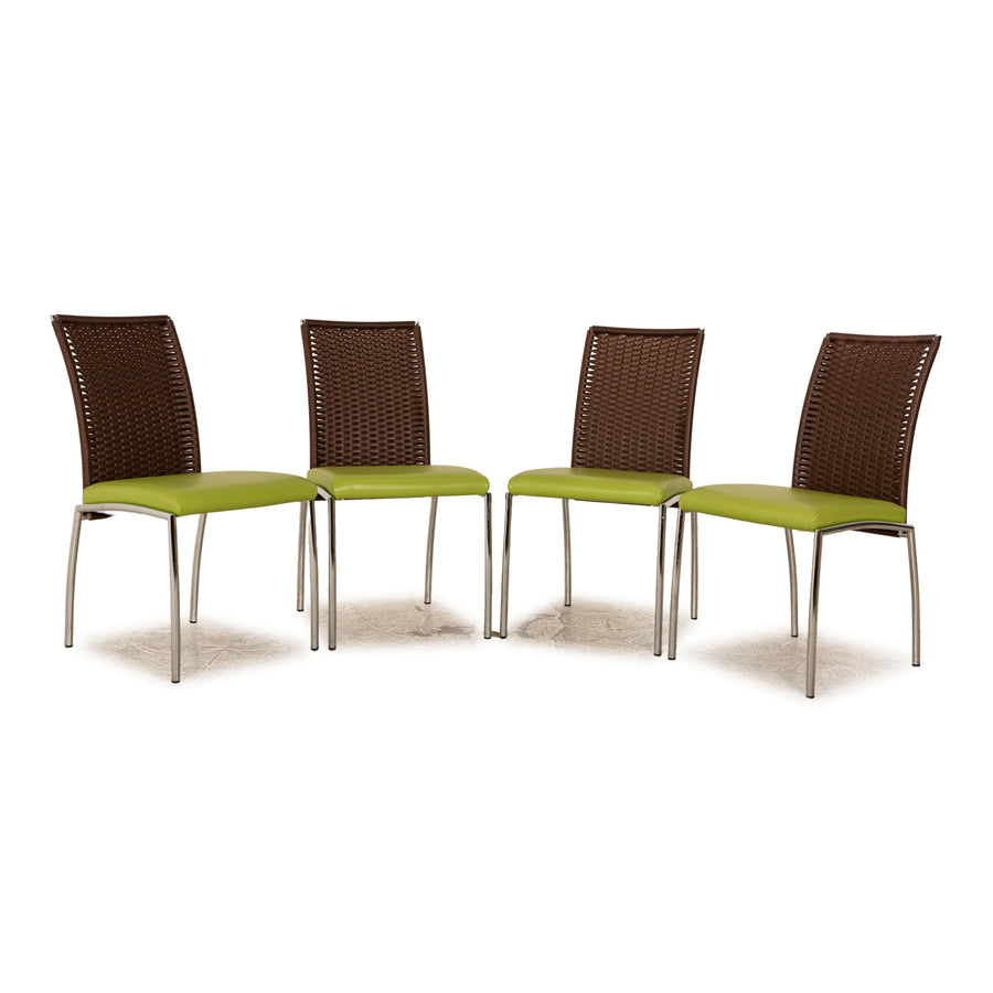 Lot de 4 chaises en cuir Venjakob vert salle à manger