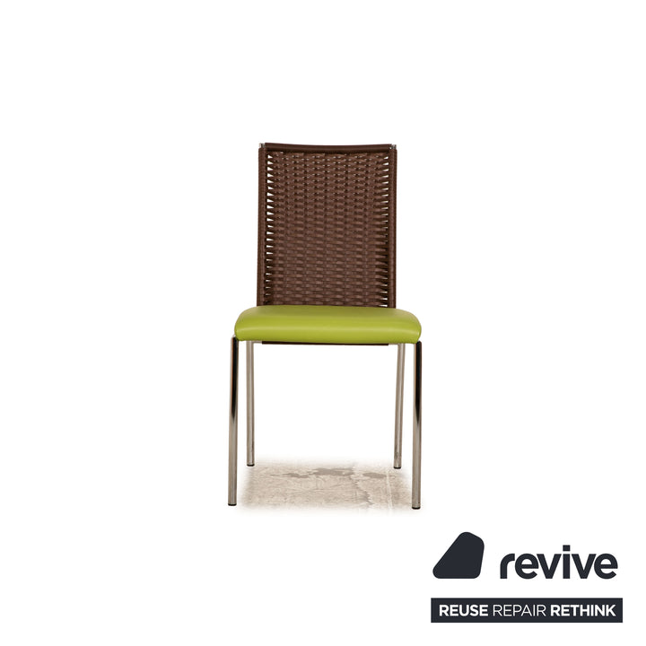 Lot de 4 chaises en cuir Venjakob vert salle à manger