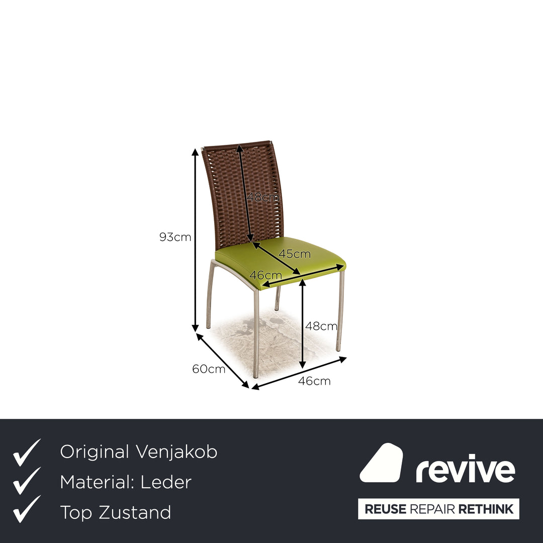 Lot de 4 chaises en cuir Venjakob vert salle à manger
