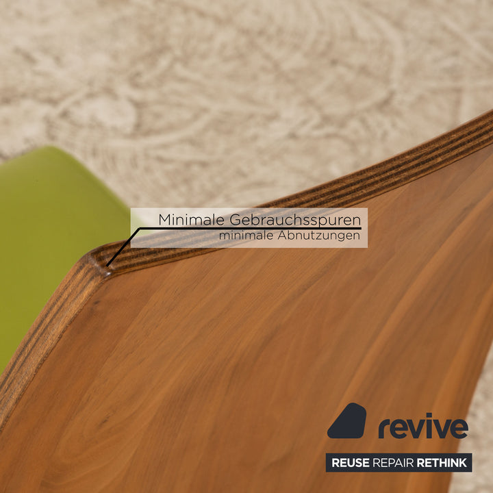Lot de 4 chaises en cuir Venjakob salle à manger en noyer vert