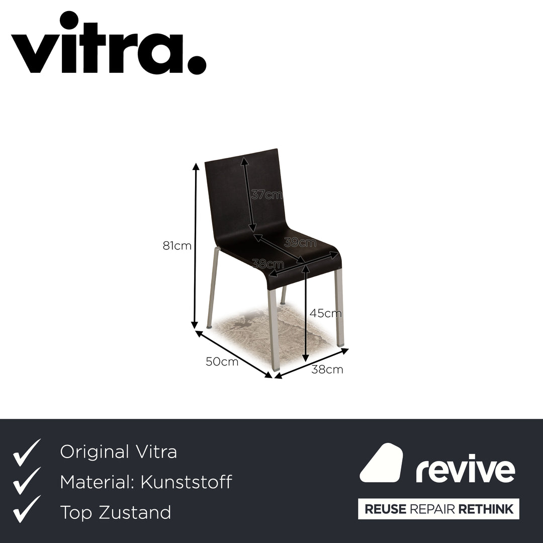 4er Garnitur Vitra .03 Kunststoff Stuhl Schwarz Aluminium Esszimmer