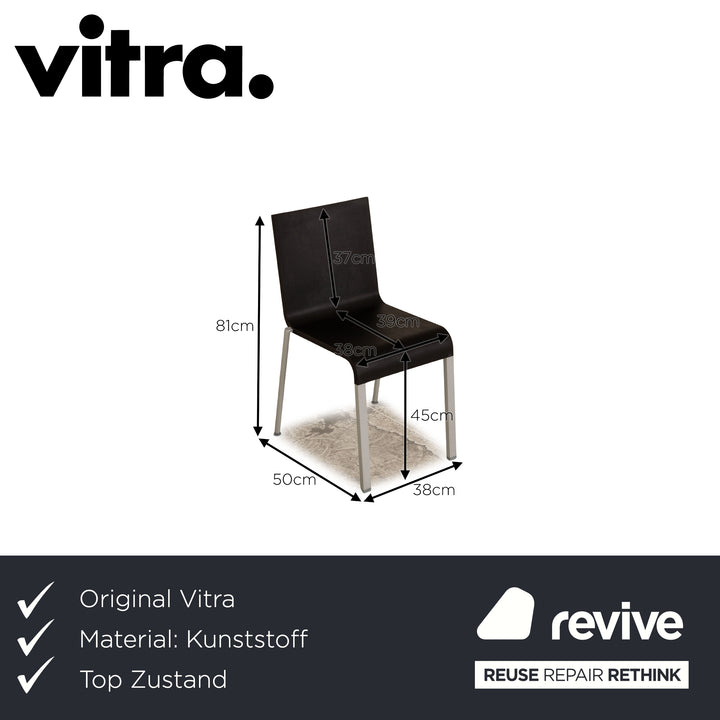 4er Garnitur Vitra .03 Kunststoff Stuhl Schwarz Aluminium Esszimmer