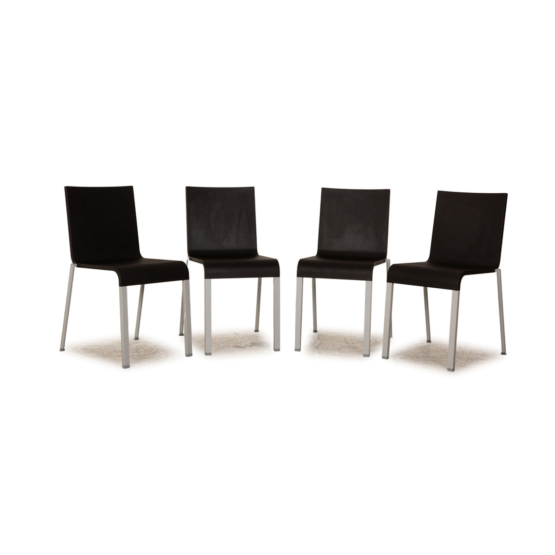 4er Garnitur Vitra .03 Kunststoff Stuhl Schwarz Aluminium Esszimmer