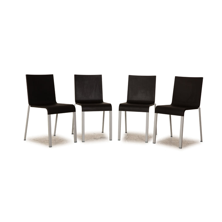 4er Garnitur Vitra .03 Kunststoff Stuhl Schwarz Aluminium Esszimmer