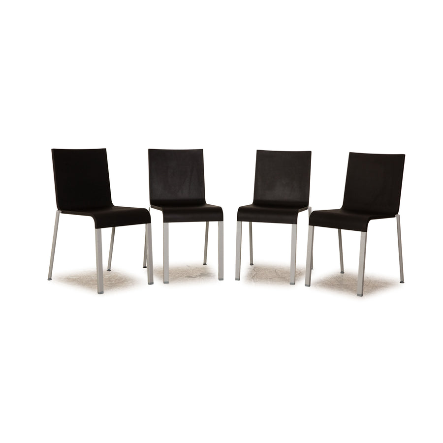4er Garnitur Vitra .03 Kunststoff Stuhl Schwarz Aluminium Esszimmer