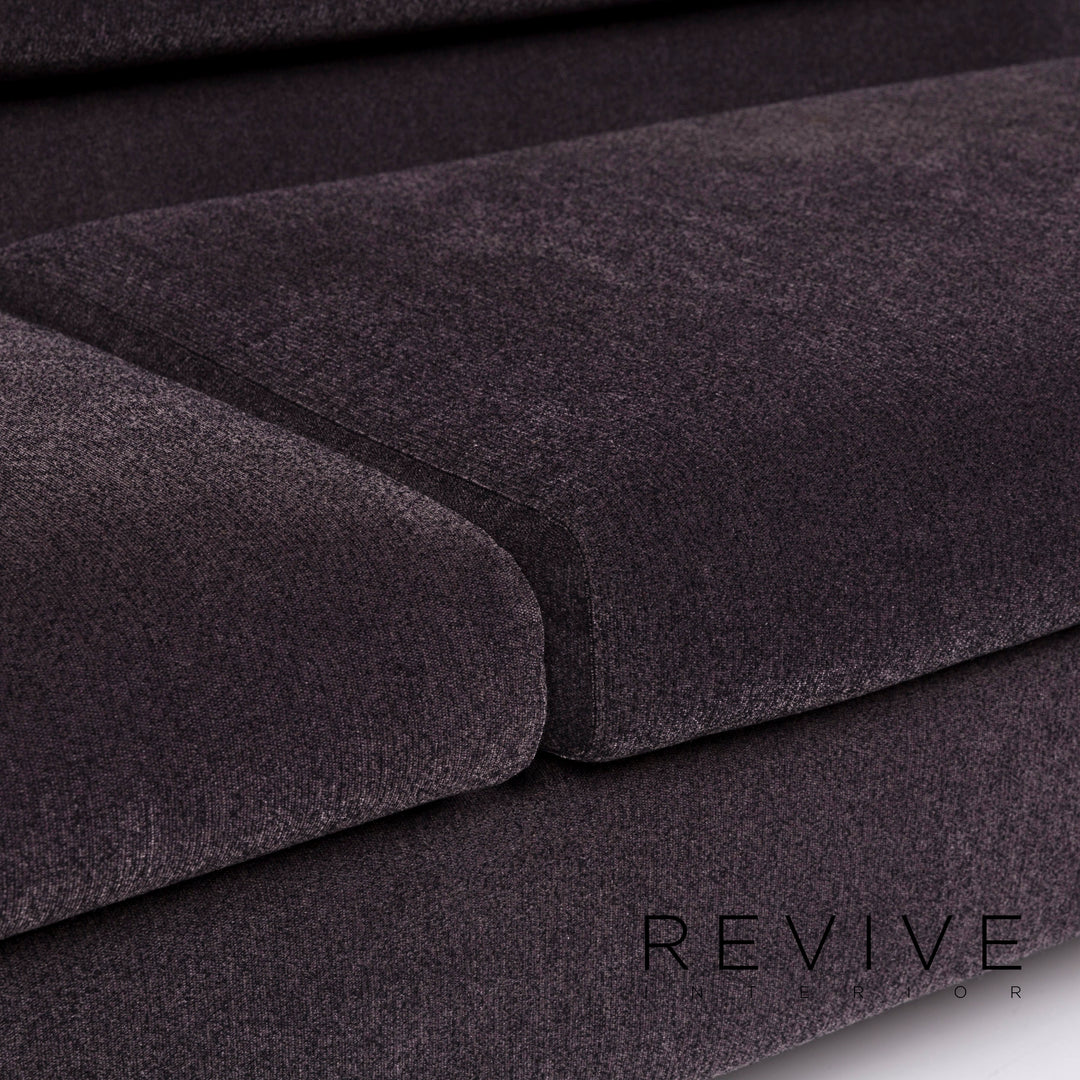 Brühl & Sippold Tomo Samt Stoff Sofa Anthrazit Grau Dreisitzer Couch #11430