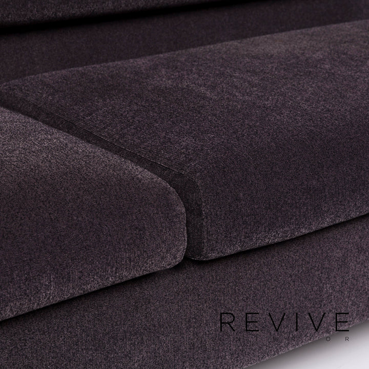 Brühl & Sippold Tomo Samt Stoff Sofa Anthrazit Grau Dreisitzer Couch #11430