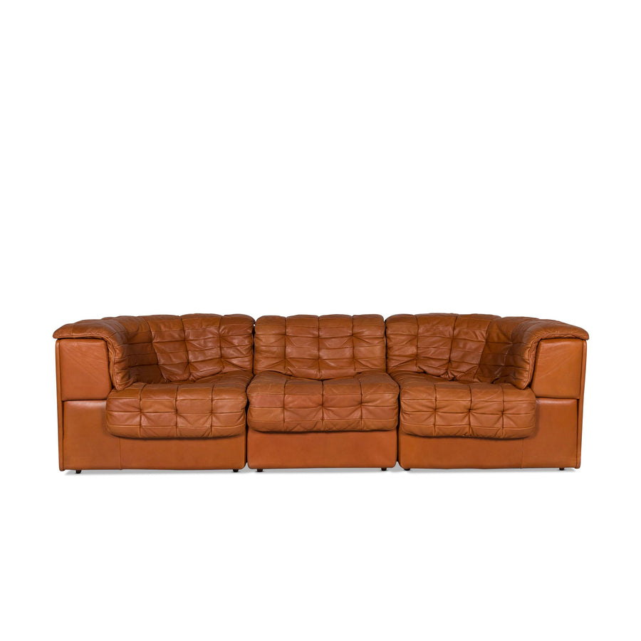 de Sede DS 11 leather sofa cognac brown three-seater couch #9752