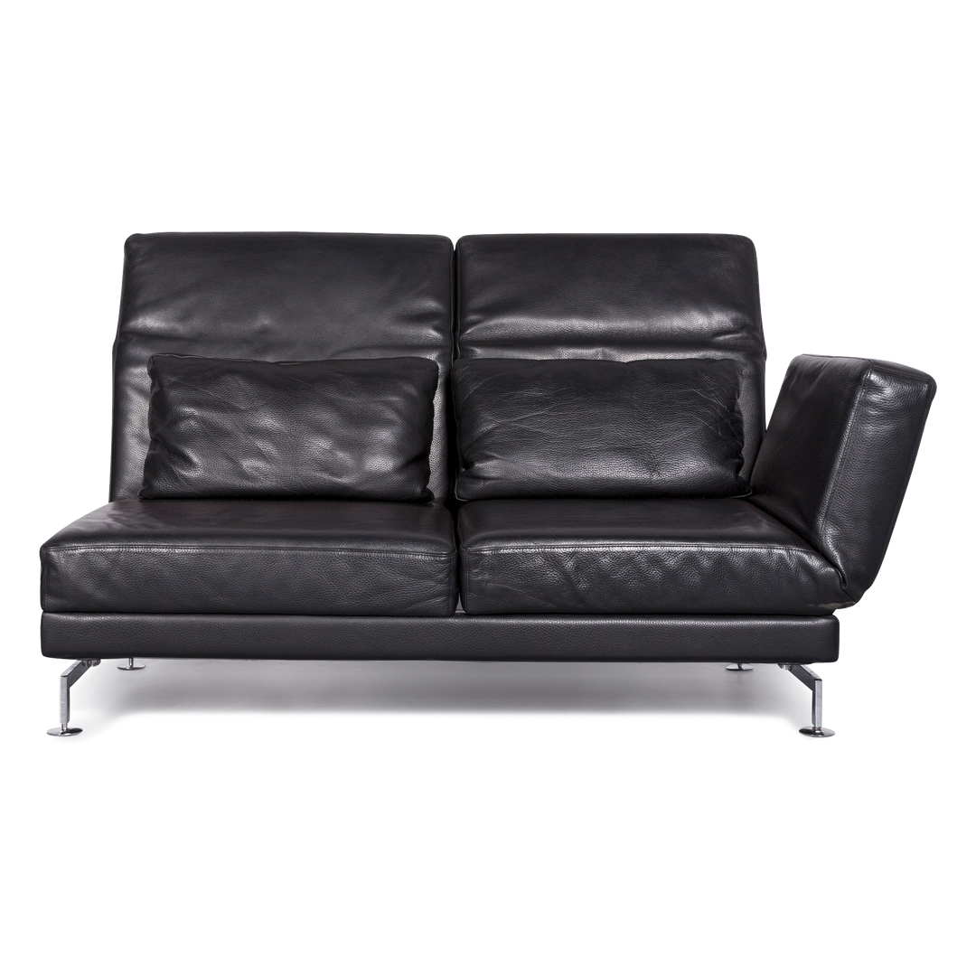 Brühl Moule Designer Leder Sofa Schwarz Echtleder Zweisitzer Couch Funktion #6889