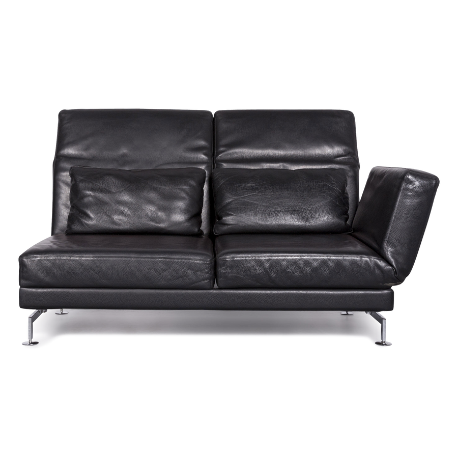 Brühl Moule Designer Leder Sofa Schwarz Echtleder Zweisitzer Couch Funktion #6889