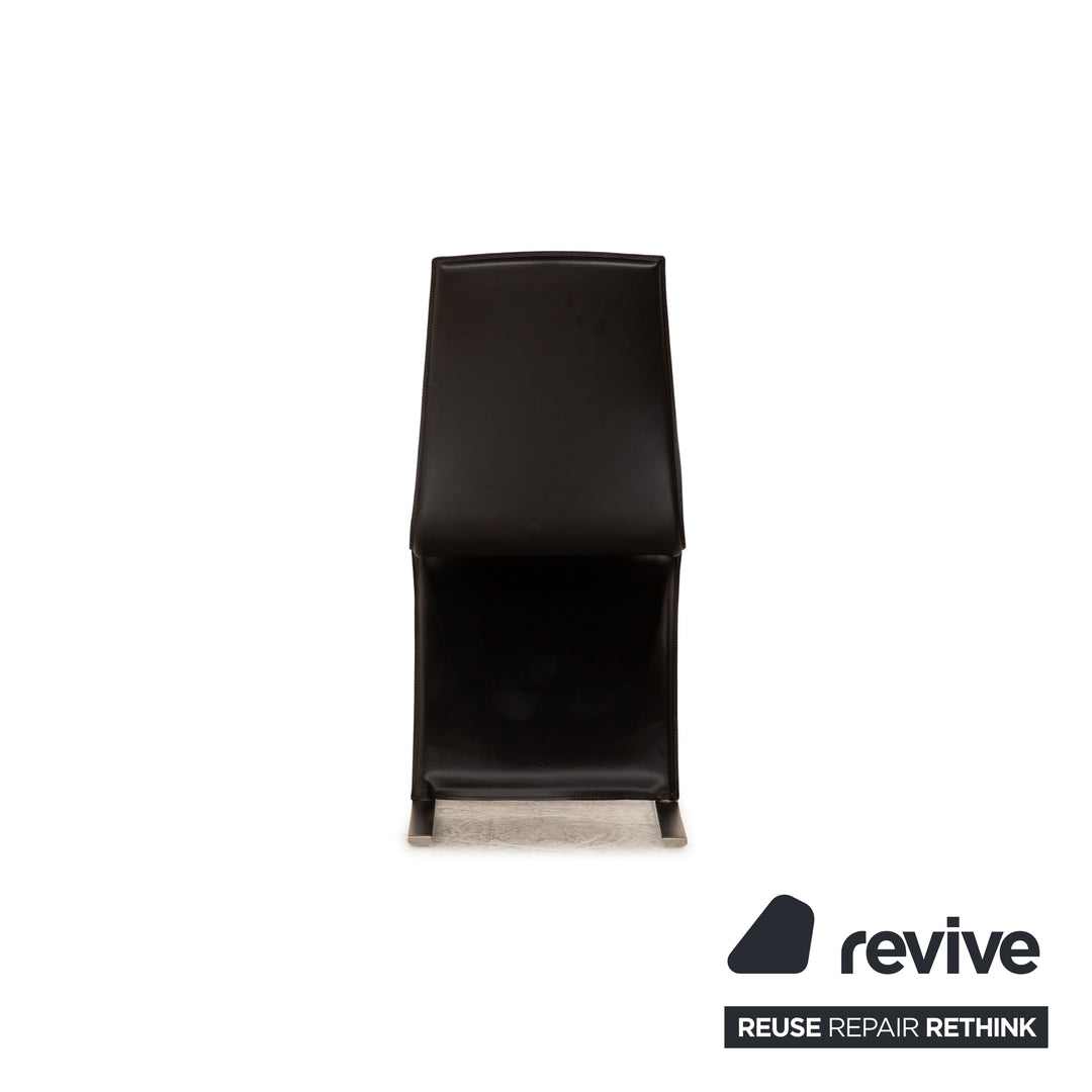 6er Garnitur Draenert Leder Stuhl Schwarz Freischwinger