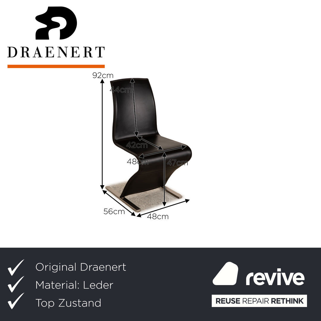 6er Garnitur Draenert Leder Stuhl Schwarz Freischwinger