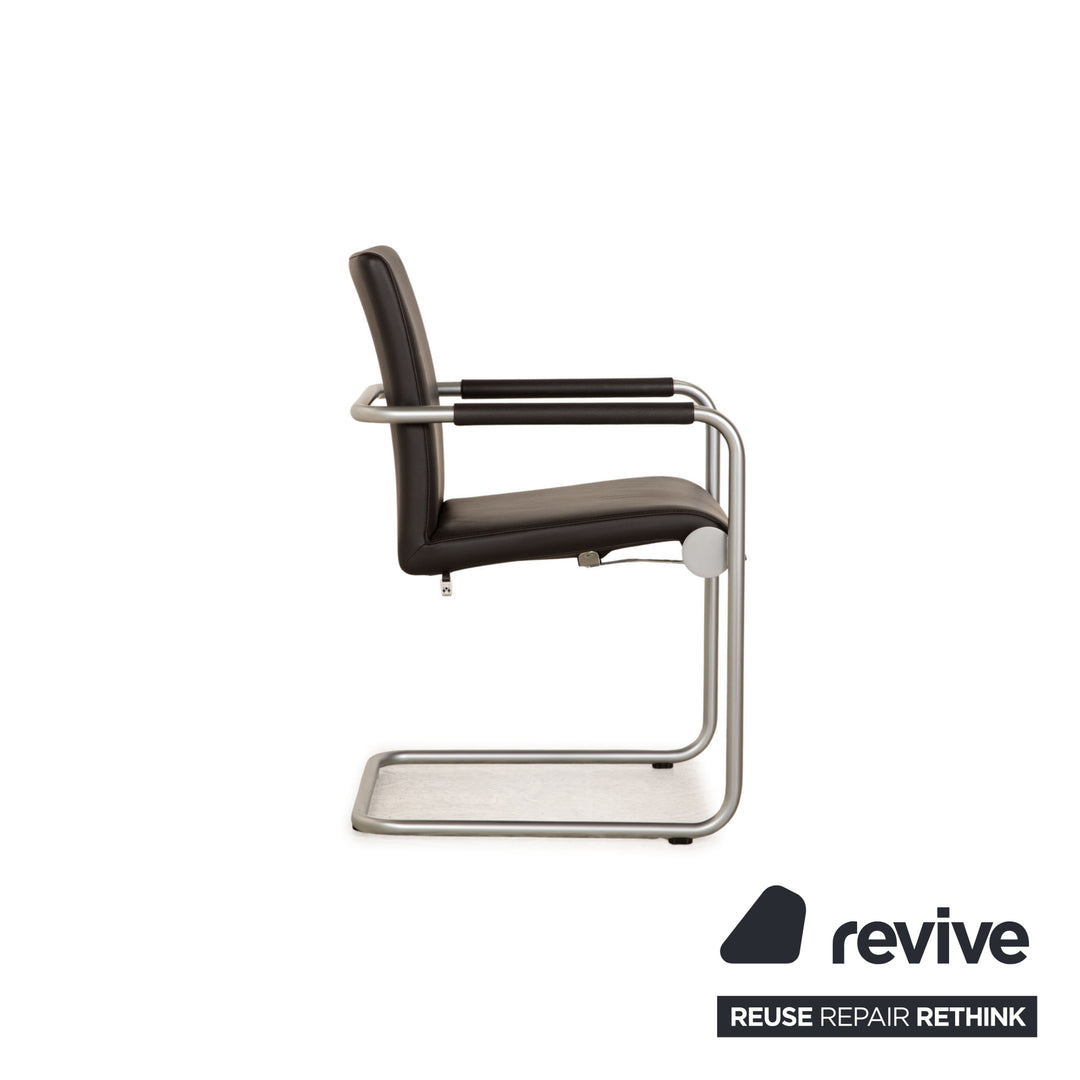 Lot de 6 chaises Hülsta D2 en cuir noir
