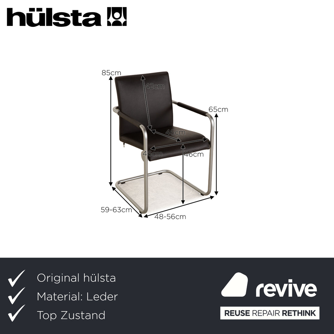 Lot de 6 chaises Hülsta D2 en cuir noir