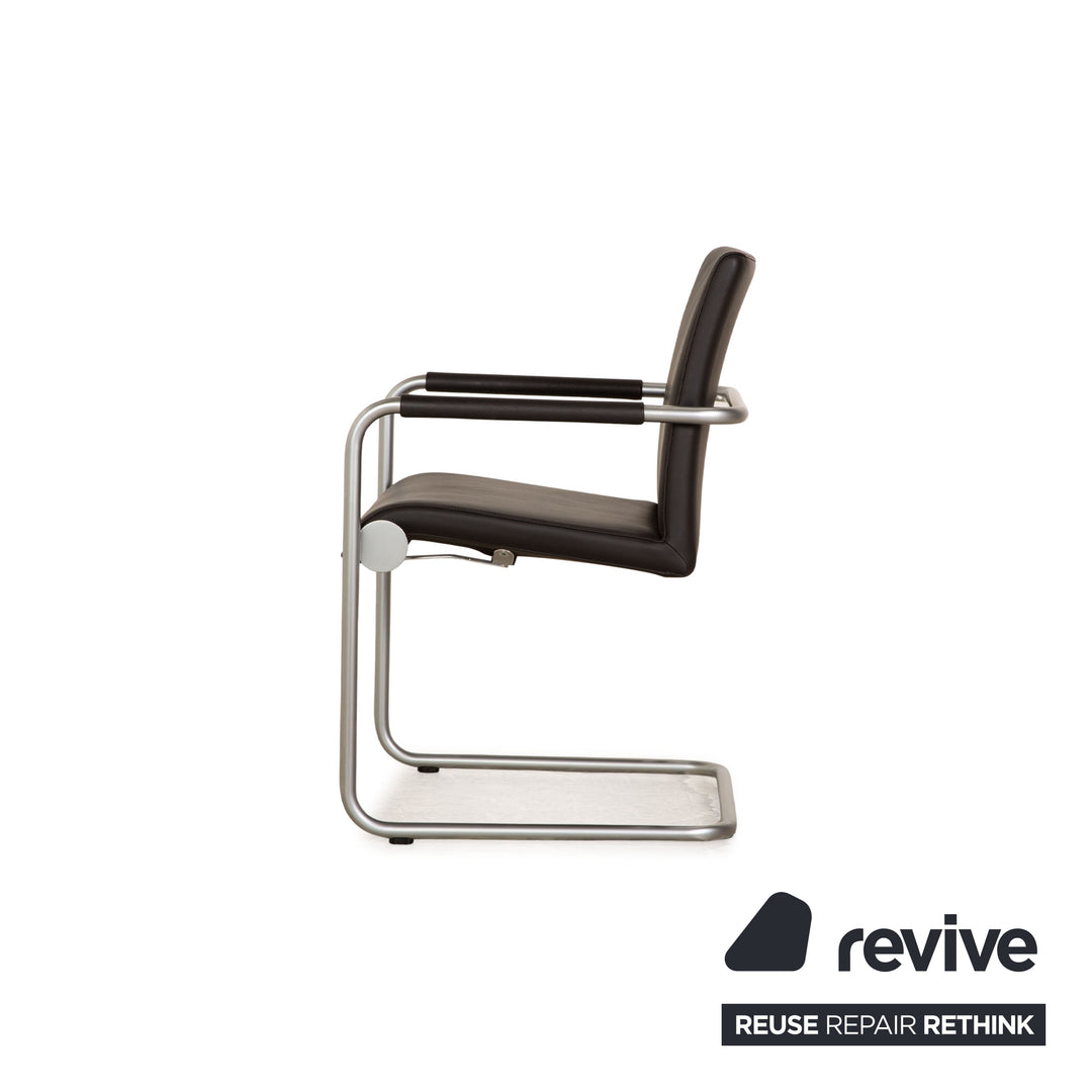 Lot de 6 chaises Hülsta D2 en cuir noir