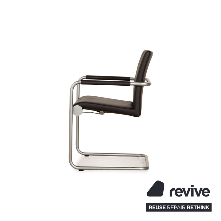 Lot de 6 chaises Hülsta D2 en cuir noir