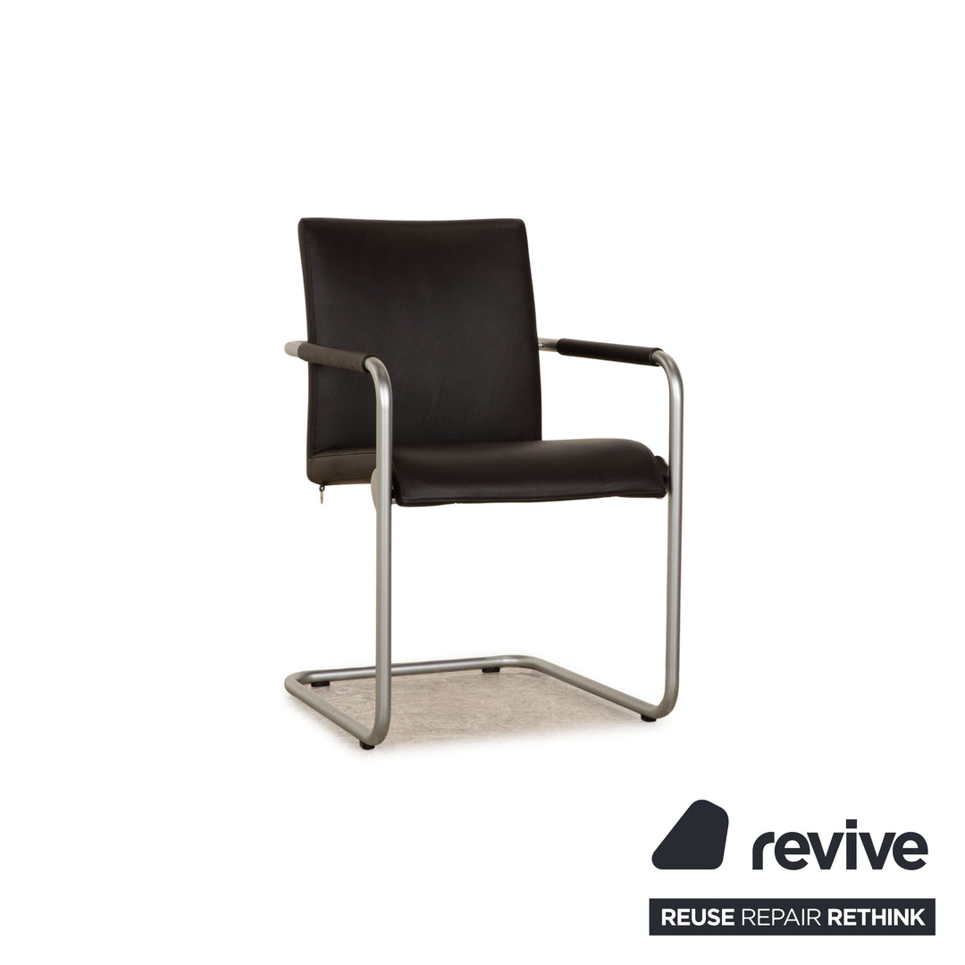 Lot de 6 chaises Hülsta D2 en cuir noir