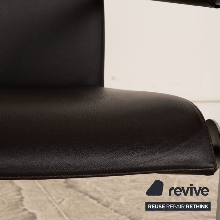 Lot de 6 chaises Hülsta D2 en cuir noir