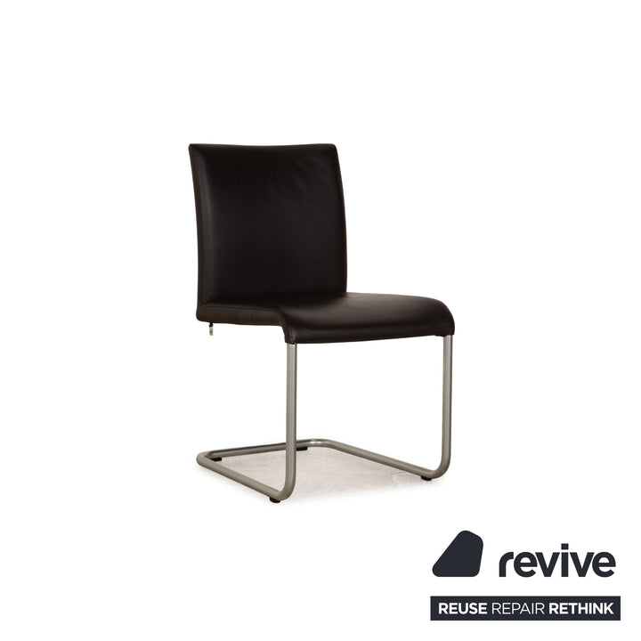 Lot de 6 chaises Hülsta D2 en cuir noir