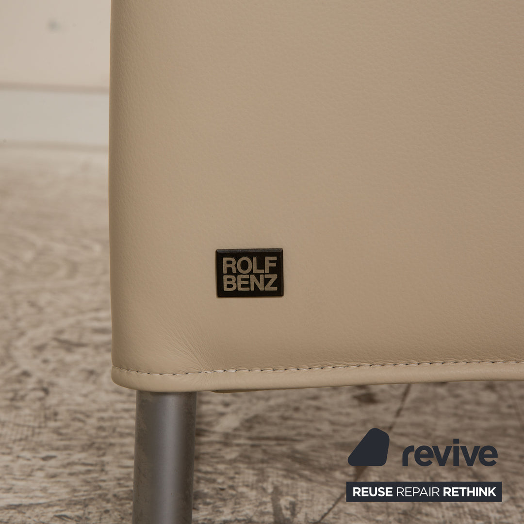 Set of 6 Rolf Benz 7400 leather chairs cream