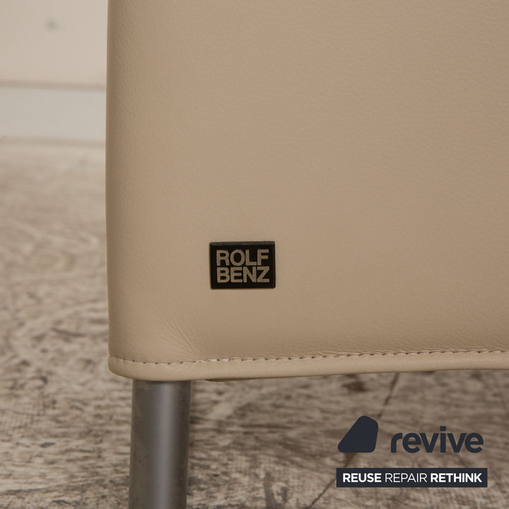 Set of 6 Rolf Benz 7400 leather chairs cream