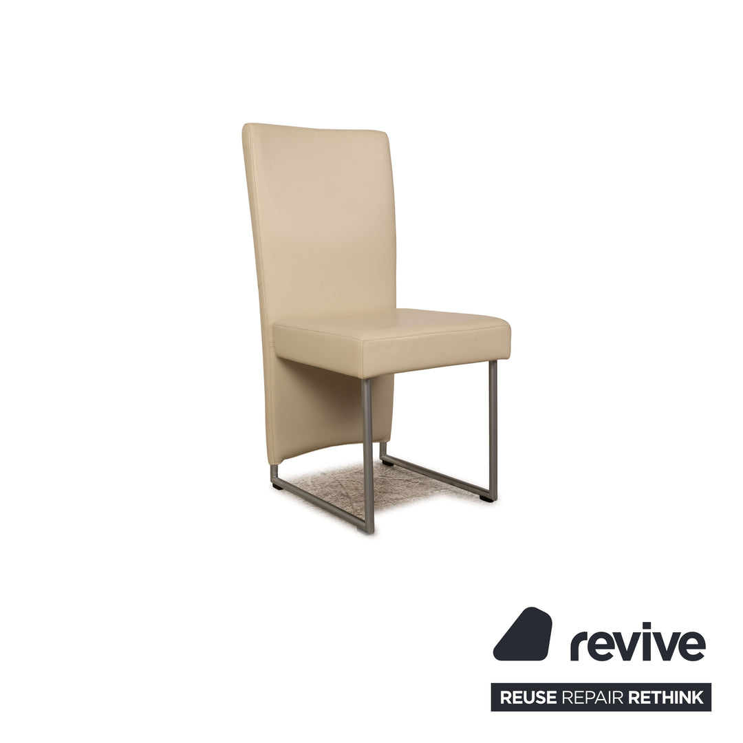 Set of 6 Rolf Benz 7400 leather chairs cream