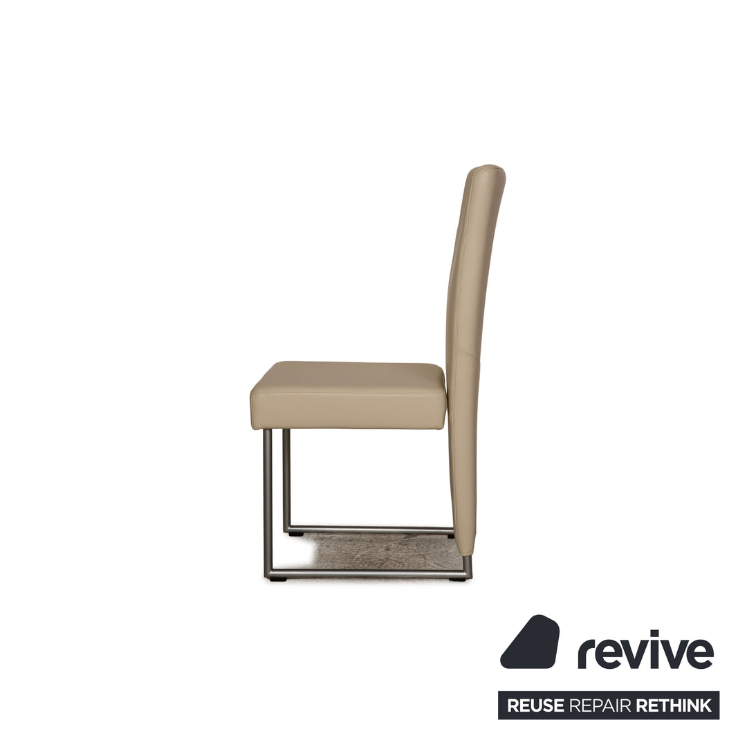 Set of 6 Rolf Benz 7400 leather chairs cream