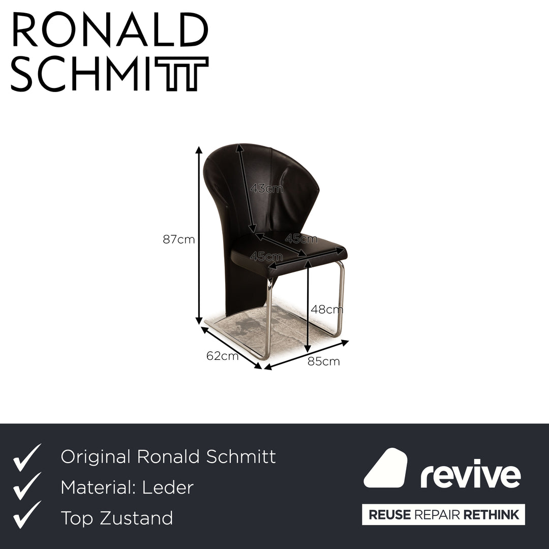 6er Garnitur Ronald Schmitt Leder Stuhl Schwarz Esszimmer