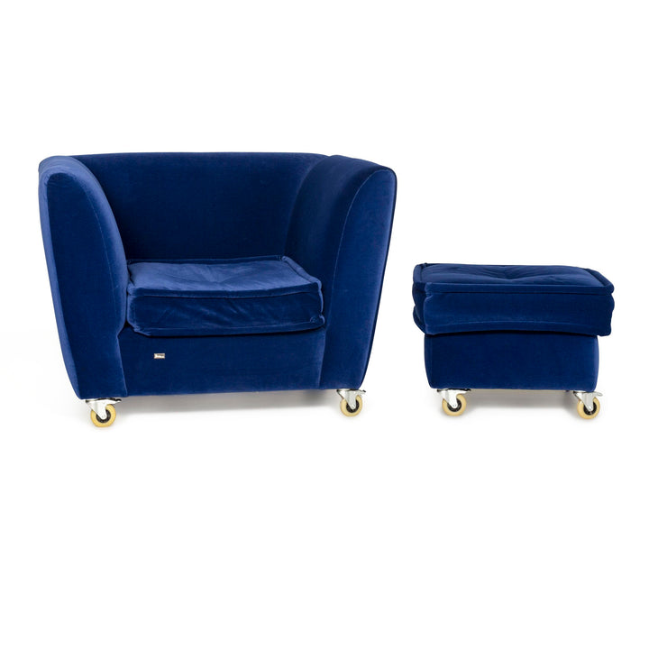 Bretz Monster Fabric Armchair Stool Blue Velvet #8852