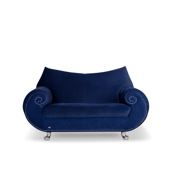 Bretz Gaudi Samt Stoff Sofa Blau Zweisitzer Couch #9911
